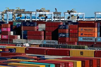 BOLD PLANS: Shipping containers are seen waiting to be loaded at the Port of Brisbane in Brisbane.