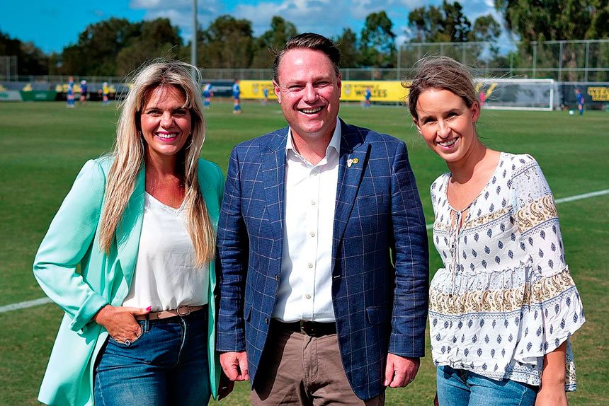 Cr Alex Givney, Lord Mayor Adrian Schrinner and Cr Lisa Atwood.
