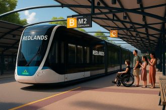 THE FUTURE: A concept image of a Redlands Metro bus at Capalaba station.