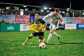 Ryo Emoto takes a tumble.