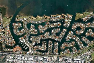 ONGOING PROBLEM: Canal wall failures at Raby Bay began in the 1980s and 1990s. PHOTO: GOOGLE EARTH