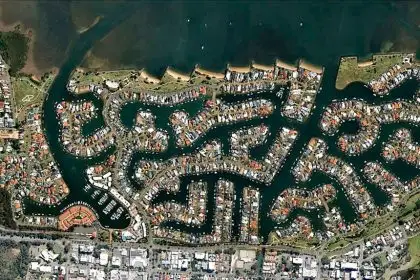 ONGOING PROBLEM: Canal wall failures at Raby Bay began in the 1980s and 1990s. PHOTO: GOOGLE EARTH