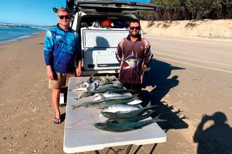 More than 60 anglers fished along Straddie’s Main Beach during the annual Beach Fishing Trip last month.