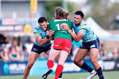 HARD YARDS: Seagulls prop Jordan Grant powers into the Devils defence during Sunday’s cliff-hanger loss. PHOTO: Alan Drinnen
