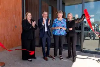 Rebecca Young at the ribbon-cutting ceremony at The Bushland Retreat.