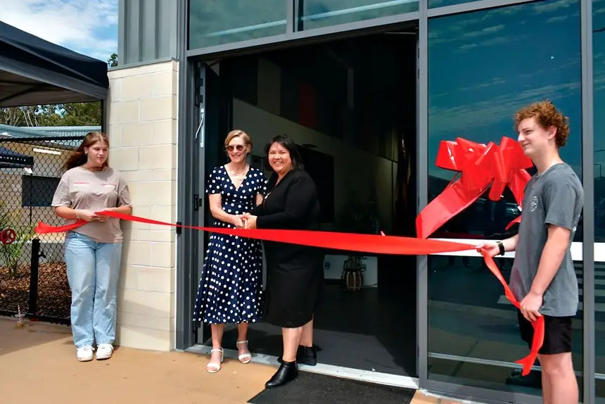 Redlands Junior Campus captain Noah with Heather Allan and Julie-Ann Campbell.