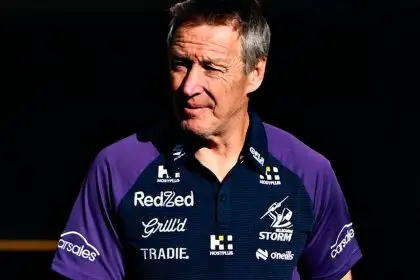 The Storm’s Craig Bellamy will be up against the Broncos’ Michael Maguire in the battle of the coaches. PHOTO: AAP Image/Joel Carrett