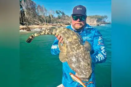 Fisherman Nick Whyte with a flathead. He will compete in a flathead fishing competition at Southport on November 22