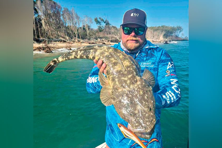 Fisherman Nick Whyte with a flathead. He will compete in a flathead fishing competition at Southport on November 22