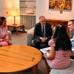 EMOTIONAL TIME: Employment Minister Amanda Rishworth and Prime Minister Anthony Albanese meet with Baby Priya’s parents at Parliament House in Canberra.