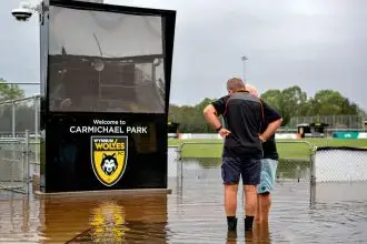Flooded fields at Wynnum Wolves.