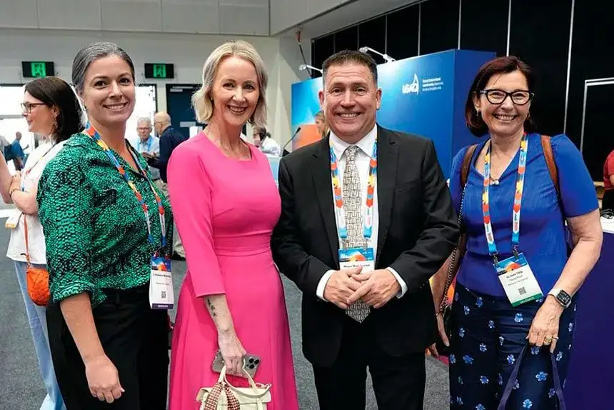 UNITED STAND: Cr Rowanne McKenzie, Redlands MP Rebecca Young, LGAQ President Matt Burnett and Deputy Mayor Julie Talty.