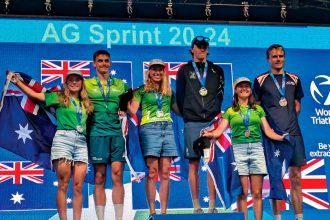 RCMC triathletes made the podium at the Wollongong world championships.