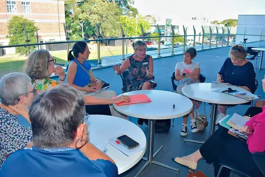TOUGH QUESTIONS: Wynnum Manly Councillor Alex Givney answers questions at the residents’ meeting.