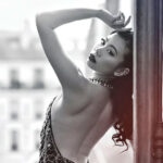 Alexandra Tran at Paris Fashion Week wearing Sania Malik. Photo: Johan Mia