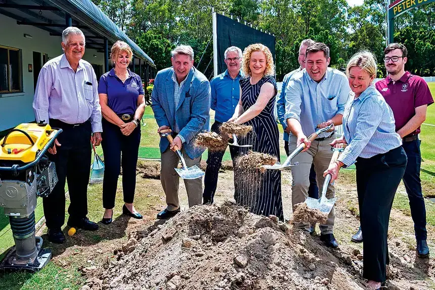MANY HANDS: Sharing the spadework, from left, Sean Kelly, Amanda Stoker, Henry Pike and Jos Mitchell.