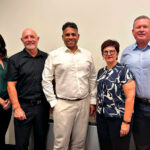 From left, March Ahead operations manager Sarah Brooks, Councillor Peter Mitchell, March Ahead Associate Professor Charana Perera, Hub68’s Jo Munday and Councillor Paul Gollé.