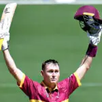 RAGING BULL: Star Bulls batsman Marnus Labuschagne celebrates a previous century against South Australia at the Gabba. PHOTO: AAP Image/Darren England