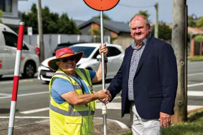 WELL DONE: Capalaba MP Russell Field congratulates Michael Aliotta on his outstanding service.