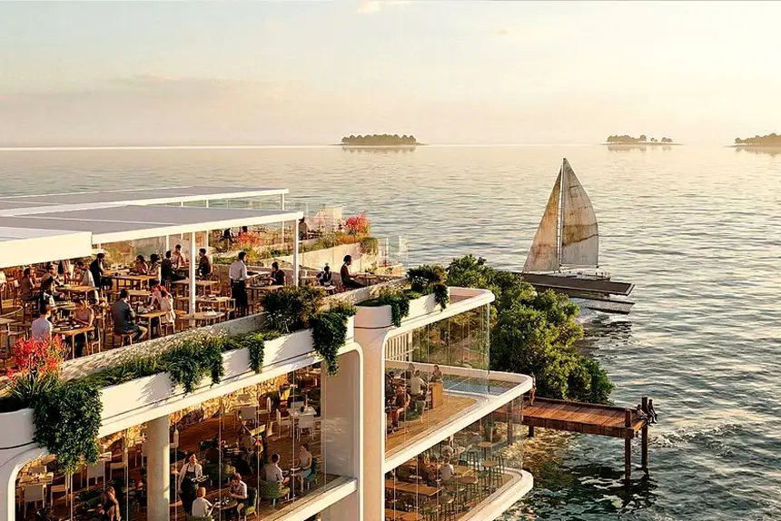 LOOKING GOOD: An artist’s impression of the proposed Bayside Pavilion, which aims to make the Wynnum foreshore a standout destination for locals and visitors.