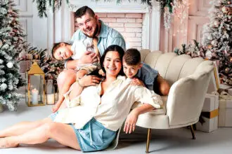 FAMILY FUN: Redlands mum Cassie Pighin with her family.
