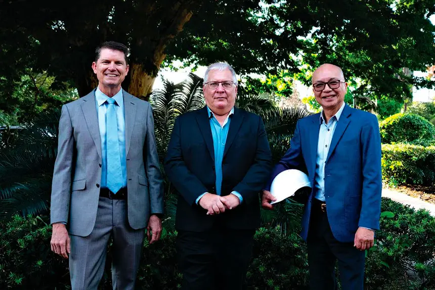 PROUD TEAM: Hub68 Medical Director Craig McCombe, Commercial Director Warren Pryde and Project Director Michael Choi.