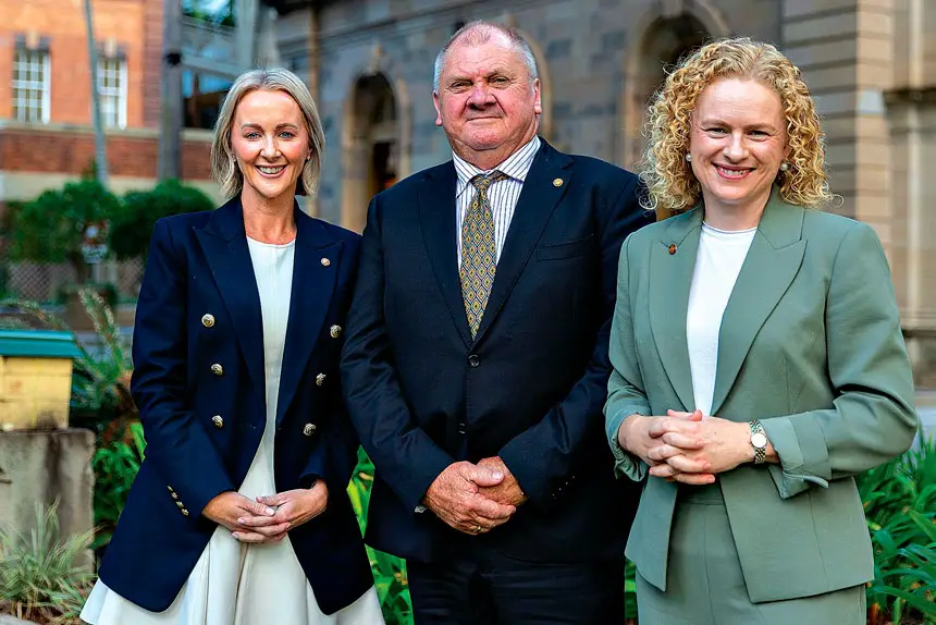 FULL SUPPORT: State MPS Rebecca Young, Russell Field and Amanda Stoker.