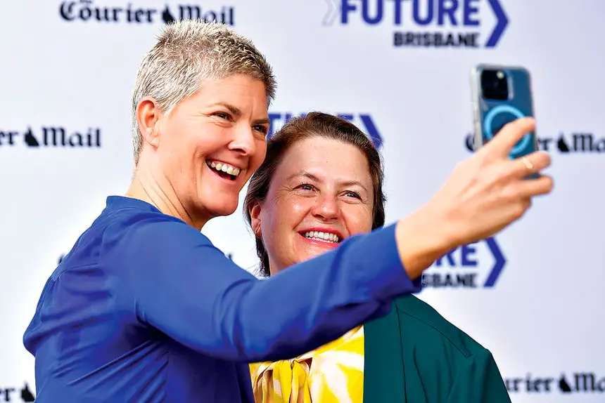 KEY DRIVER: Former Olympian Natalie Cook poses for a selfie as the build-up to the 2032 Olympics and Paralympics gains momentum. PHOTO: AAP Image/Jono Searle