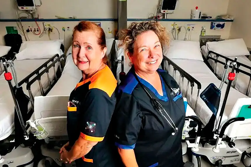 LOVING THEIR WORK: Nurses Sandra French and Cheryl McWilliams.