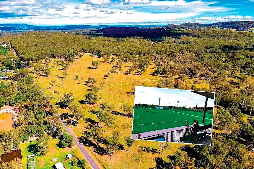 STILL WAITING: Land at Heinemann Rd, Mount Cotton, where Council hopes to build a new sports precinct (inset).