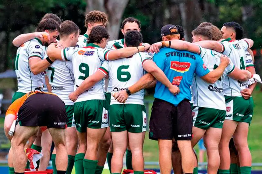 STAYING TIGHT: The Wynnum-Manly Seagulls remained united under pressure from the Norths Devils.
