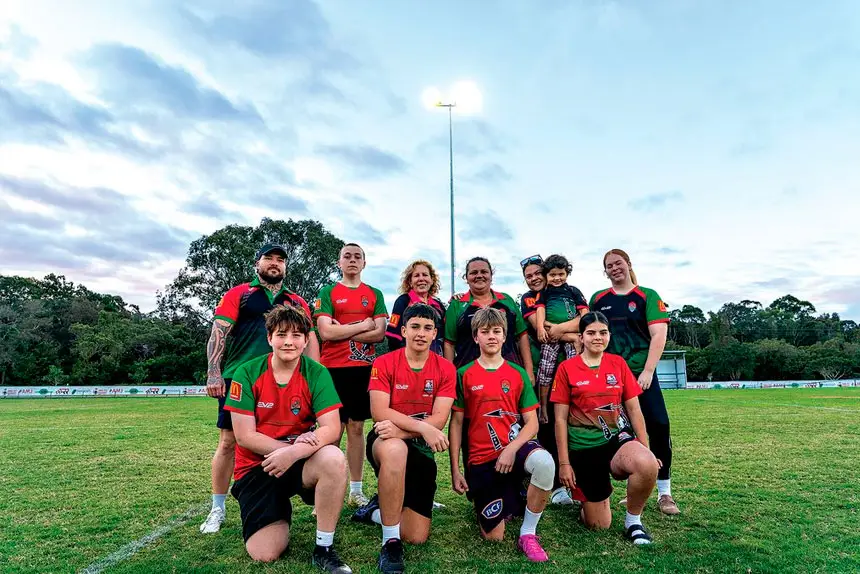 GREAT WIN: Members of Capalaba Warriors with Division 8 Councillor Tracey Huges after the installation of upgraded lighting .