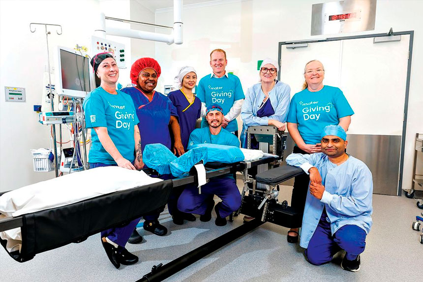 PROUD DAY: Mater Private Hospital Redland staff, with General Manager Chris Junge (centre, standing), with the new equipment.