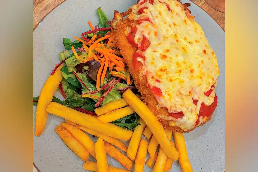 SAY CHEESE: Chicken Parmigiana at Redland Bay Hotel.