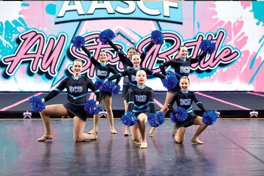 REASON TO CHEER: Bayside Cheer & Dance’s Junior Novice Pom team, Force, which took first place at the AASCF Battle – underlining the cheer and dance studio’s strong reputation for its coaching, culture and community spirit.