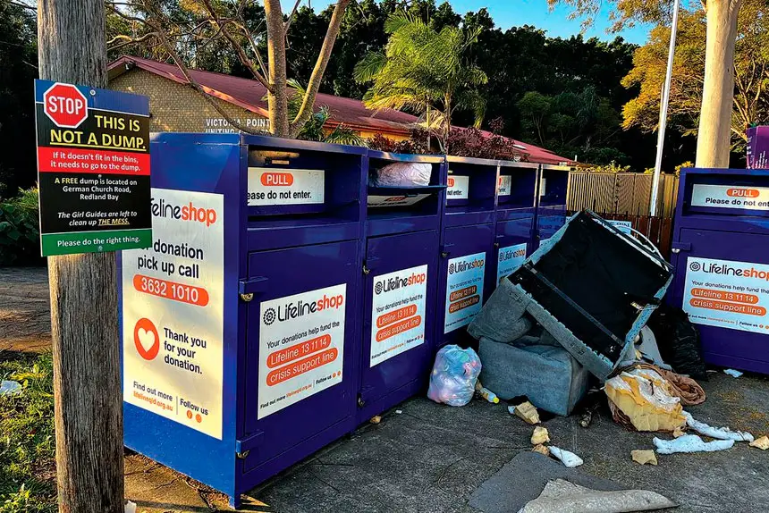 NOT A DUMP: Charity donation bins are being treated as makeshift rubbish dumps.