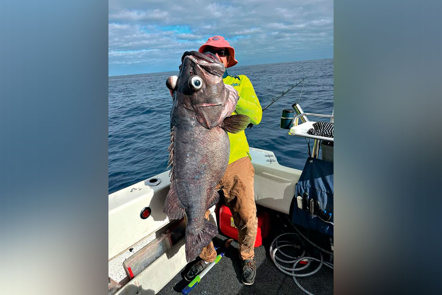 BIG RESULT: Andrew Seymour with a groper caught beyond the continental shelf.
