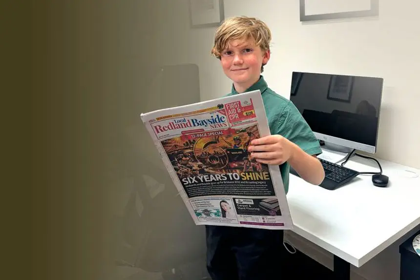 NEWSHOUND: Year 4 student Jonah Hanbury has launched a monthly community newsletter. PHOTO: ASHLEIGH WHATSON