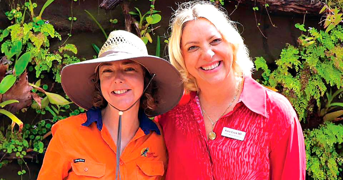 Cate Storey from Bulimba Creek Catchment Coordinating Committee with Kara Cook MP.