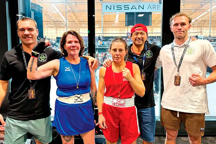 Masters Sarah “Machine Gun” O’Shea and Donna at the Golden Gloves.