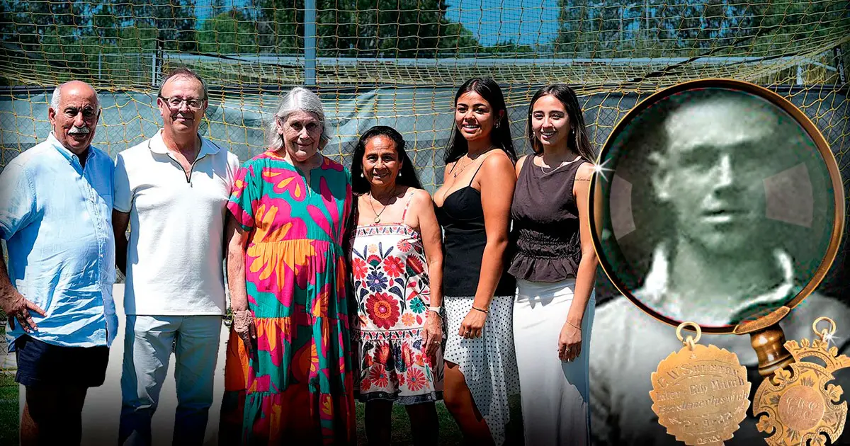 GOAL ACHIEVED: Wynnum Wolves President Rabieh Krayem with Marc Shenton, Margaret Walker, Amalia, Sonja and Sofia Shenton.
