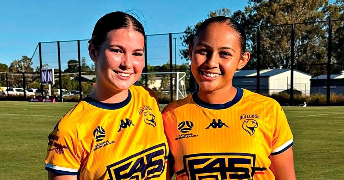 FOOTBALL’S FUTURE: Young female Bulldogs Grace Ramalinga and Sadie Green.