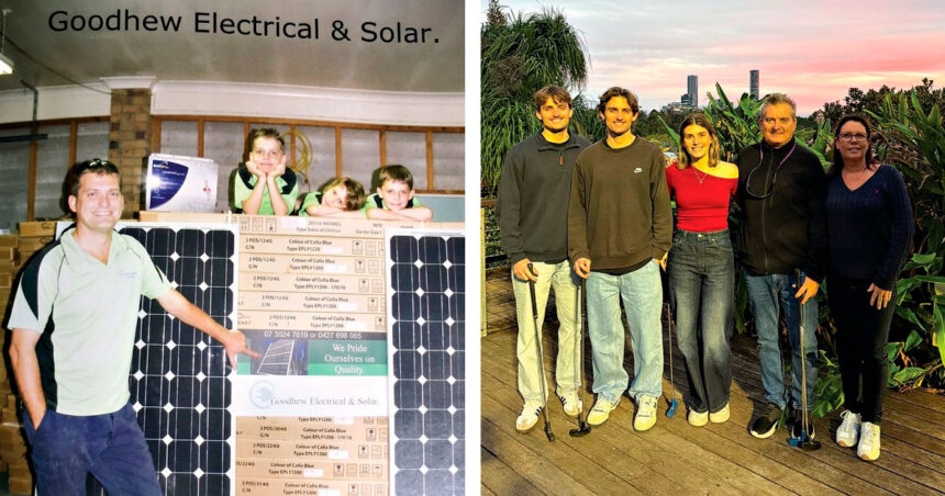 ALWAYS GROWING: The Goodhew family in 2007 compared with the family as it is today.