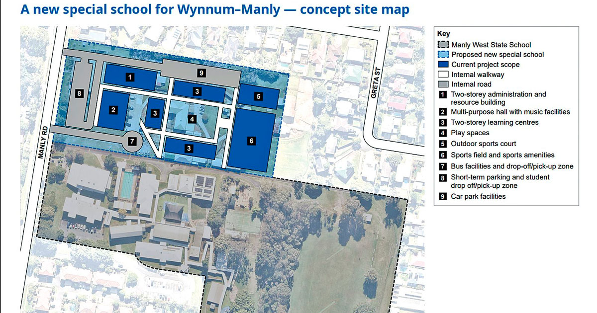 CONCEPT SITE MAP: A new special school is planned for Wynnum-Manly.