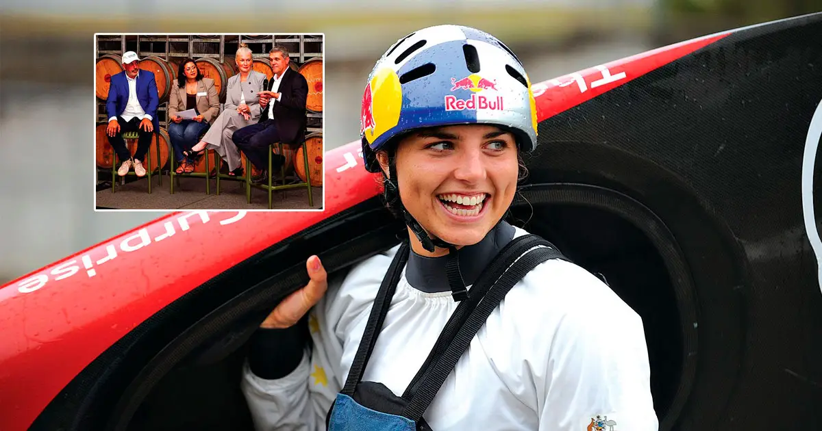 ROLE MODEL: Olympic champion Jess Fox inspires others. (AAP Image/Dean Lewins) INSET: The Paddle Up Australia forum.