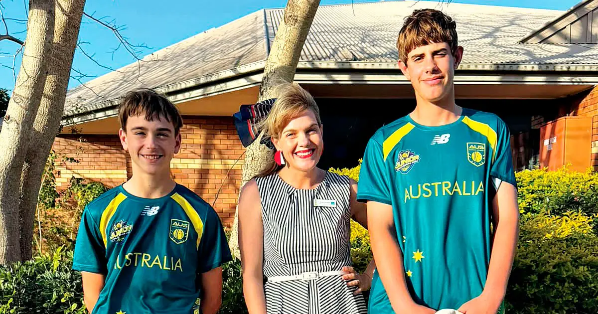Ethan and Zac celebrate their success with Cr Alex Givney.